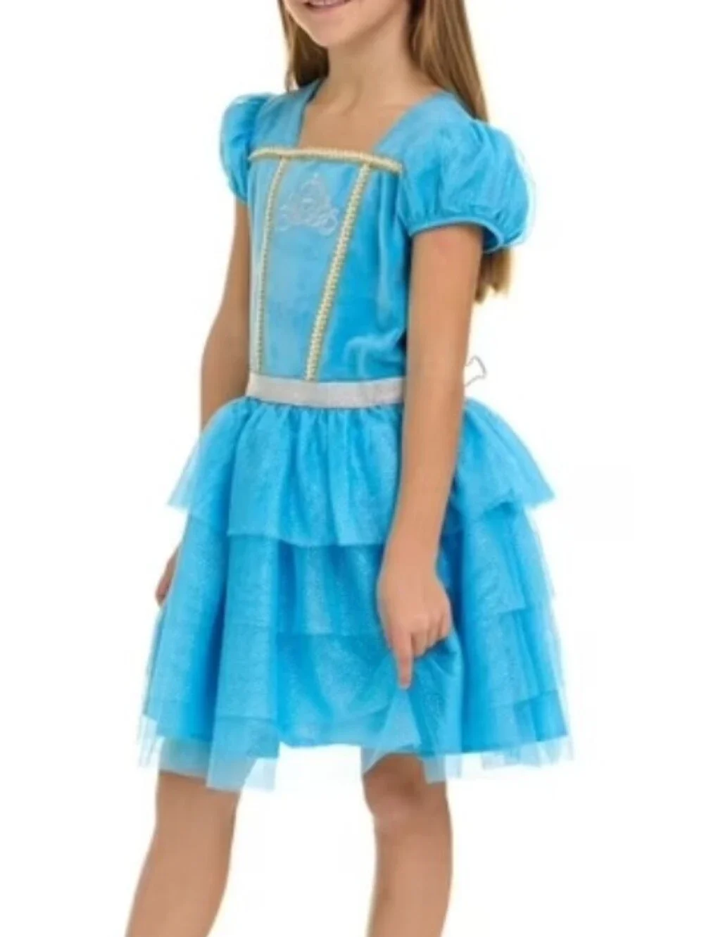 Disney Cinderella Princess Tutu Velour top Tulle Skirt Dress Blue 8
